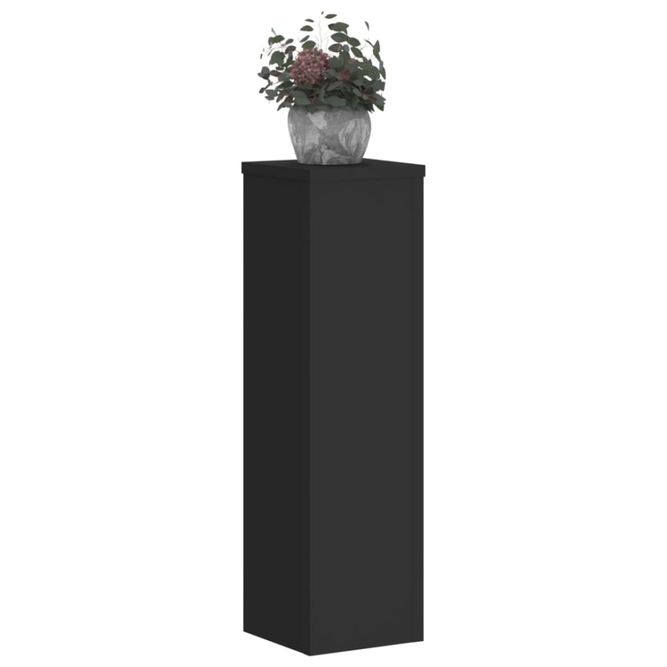 Soporte de plantas 2 uds madera ingeniería negro 17x17x60