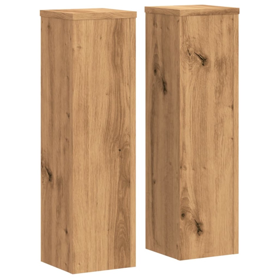 Soportes de plantas 2 uds madera roble artisian 17x17x60