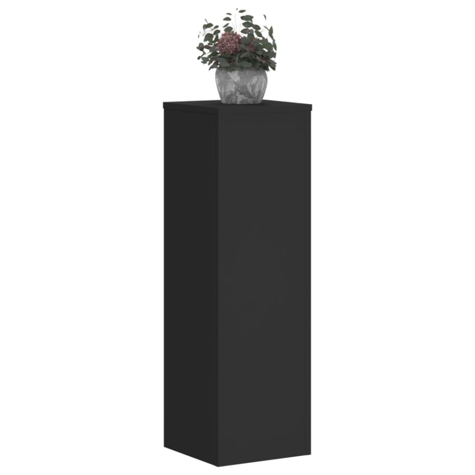 Soportes de plantas 2 uds madera ingeniería negro 25x25x80