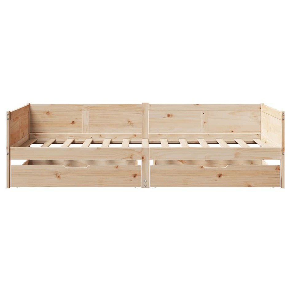 Sofá cama con cajones madera maciza de pino 80x200