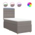 Cama box spring con colchón tela gris taupe 80x200
