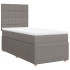 Cama box spring con colchón tela gris taupe 80x200