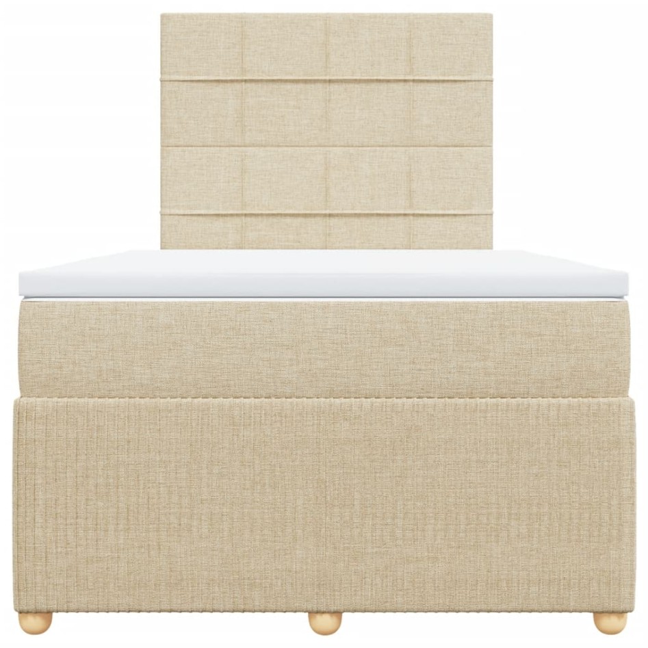 Cama box spring con colchón tela color crema 120x190