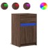 Mesita de noche con luces LED madera de ingeniería roble