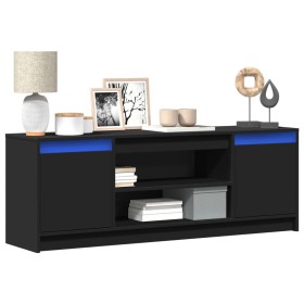 Mueble de TV con LED madera de ingeniería negro 139,5x34x50
