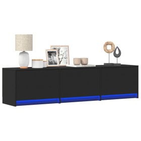 Mueble de TV con LED madera de ingeniería negro 165x34x40