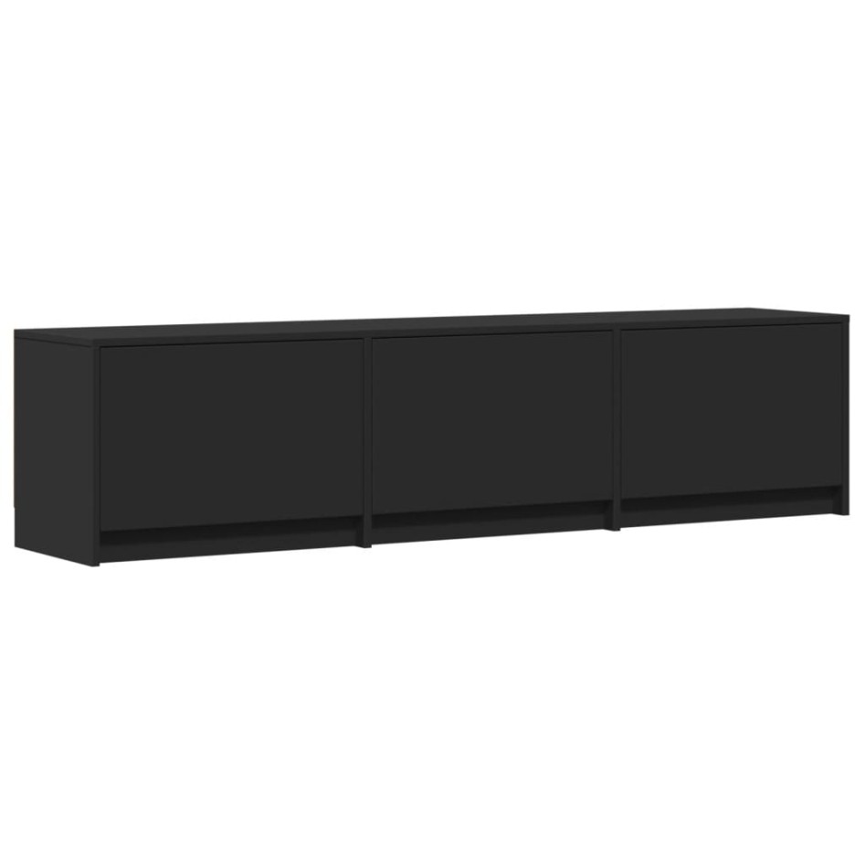 Mueble de TV con LED madera de ingeniería negro 165x34x40