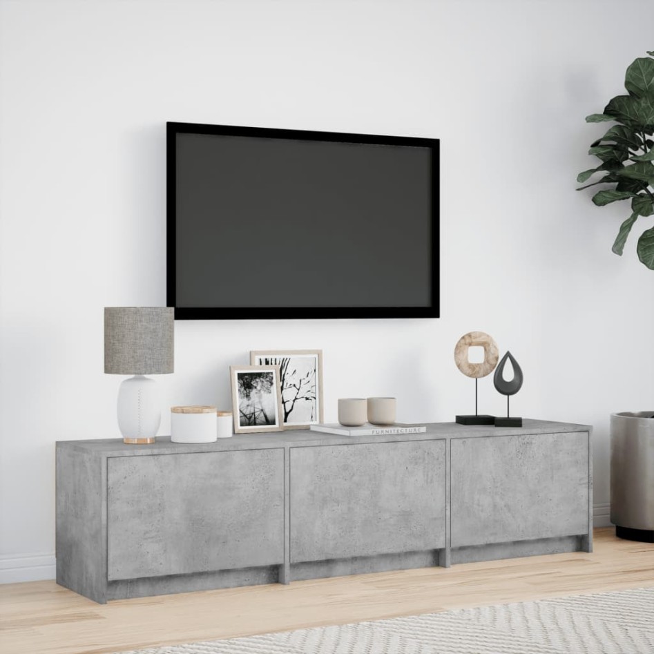 Mueble de TV LED madera ingeniería gris hormigón 165x34x40