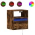 Mueble de TV de pared con luces LED roble ahumado 41x31x45
