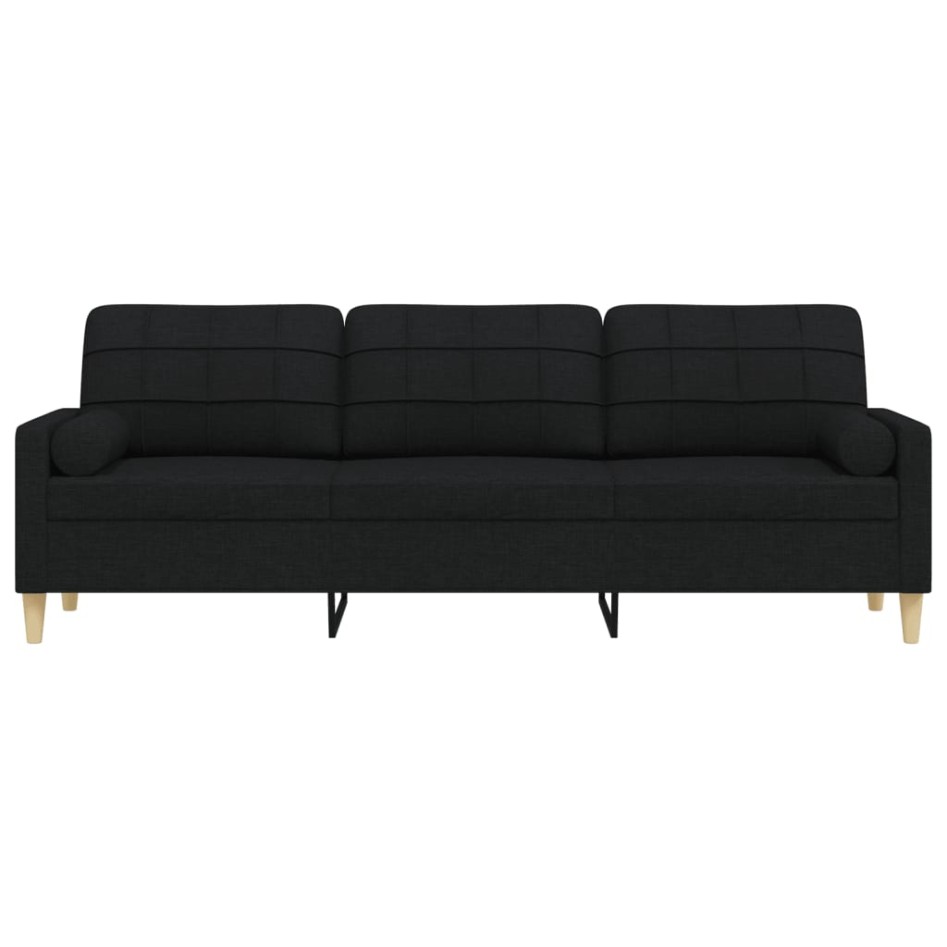 Sofá de 3 plazas con cojines tela negro 210