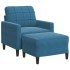 Sillón con taburete terciopelo azul 60