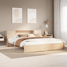 Cama con estantería sin colchón madera maciza de pino