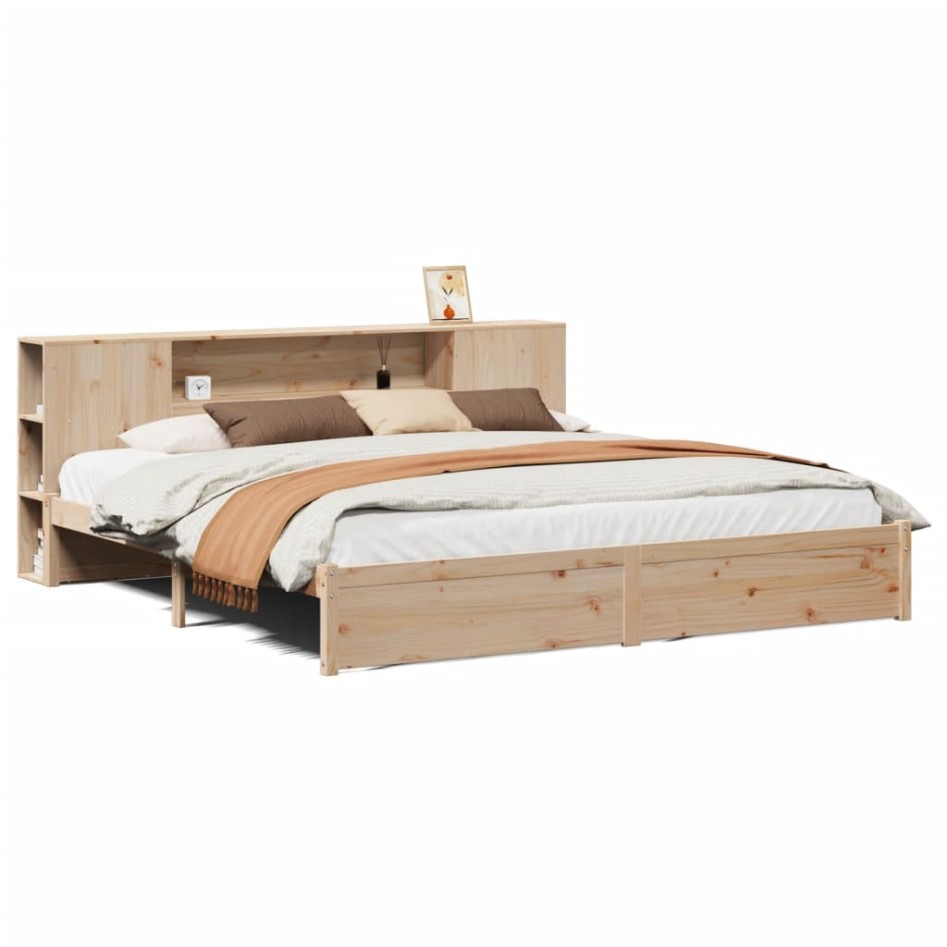 Cama con estantería sin colchón madera maciza de pino
