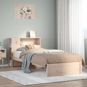 Cama con estantería sin colchón madera maciza de pino 90x190