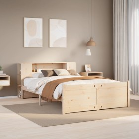 Cama con estantería sin colchón madera maciza de pino