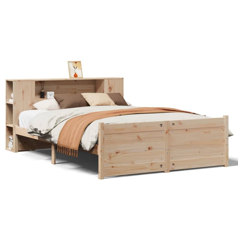 Cama con estantería sin colchón madera maciza de pino