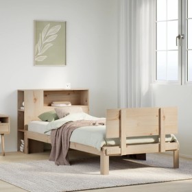 Cama con estantería sin colchón madera maciza de pino