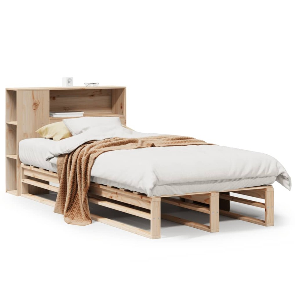 Cama con estantería sin colchón madera maciza 90x190