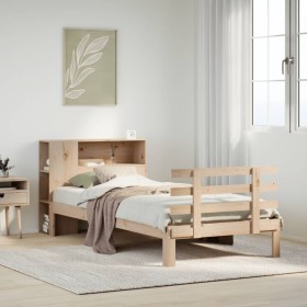Cama con estantería sin colchón madera maciza de pino 90x200
