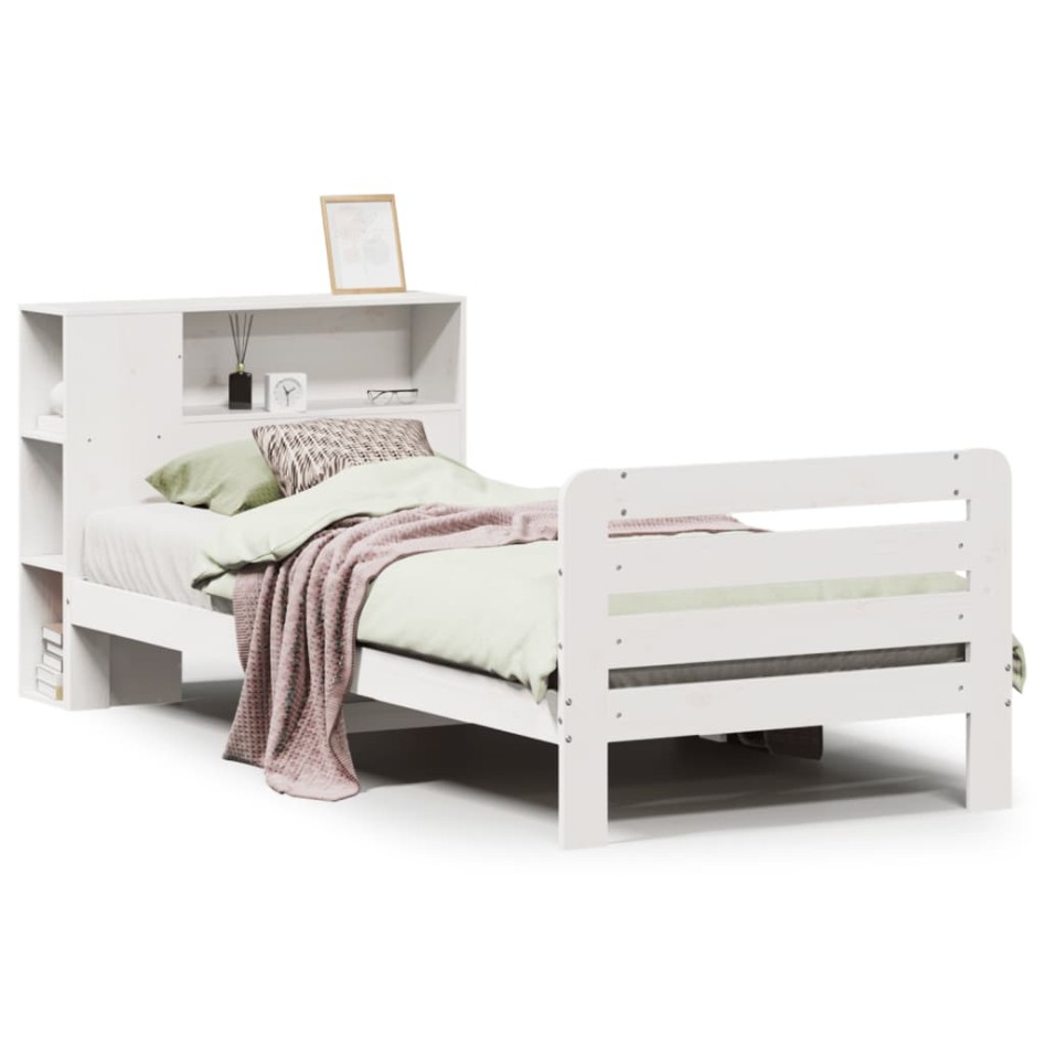 Estructura de cama sin colchón madera de pino blanca 90x200