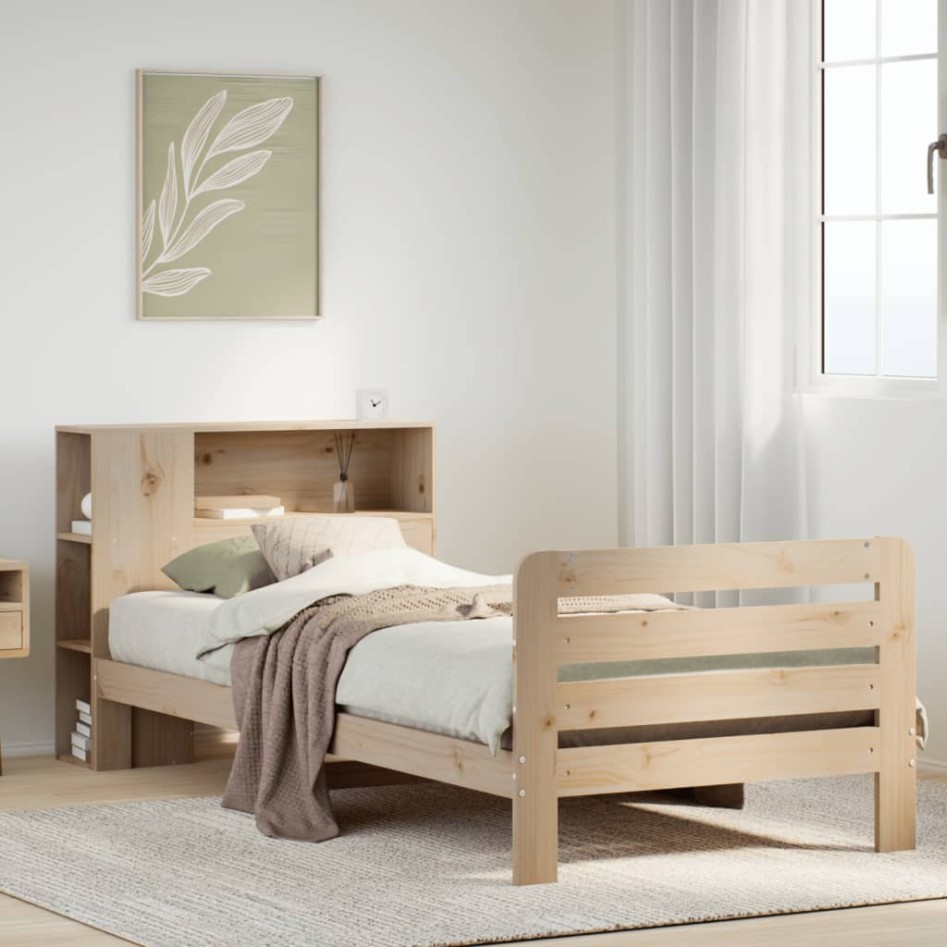 Estructura de cama sin colchón madera maciza pino 75x190