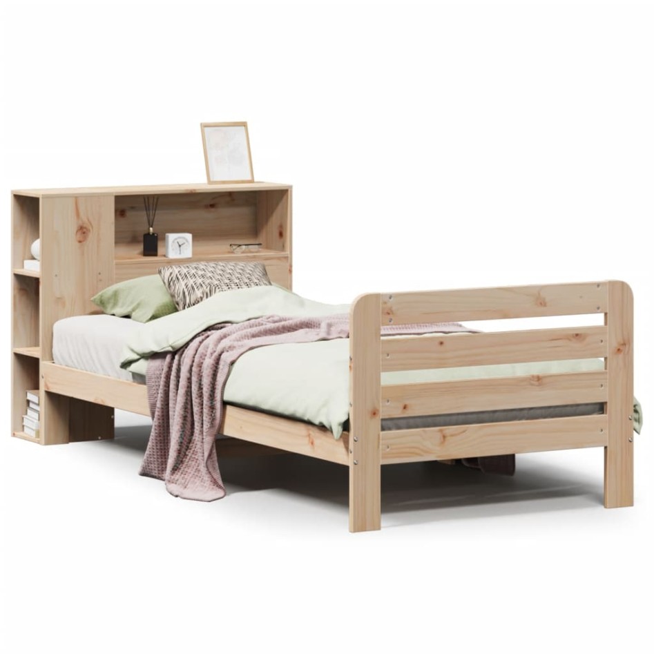 Estructura de cama sin colchón madera maciza pino 75x190