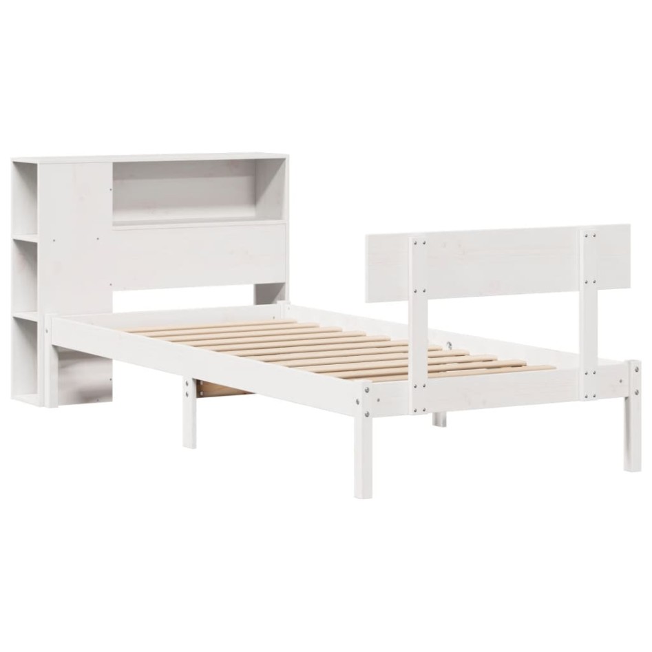 Cama con estantería sin colchón madera maciza de pino 90x190