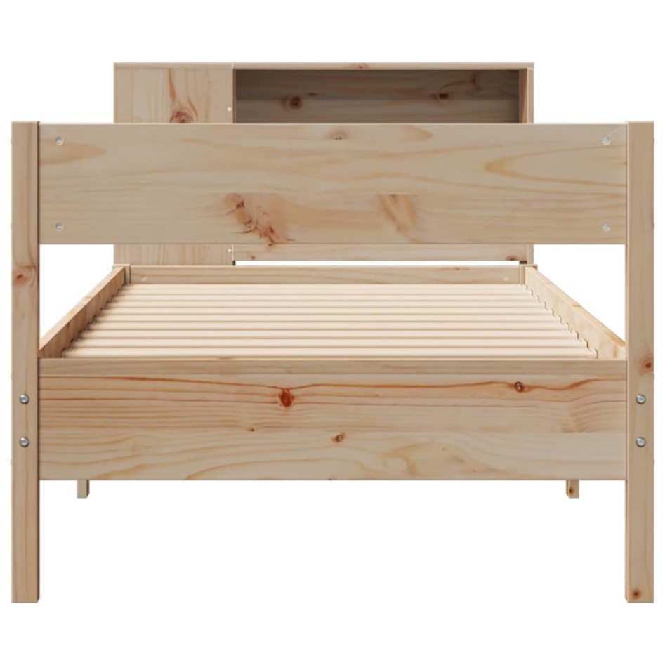 Cama con estantería sin colchón madera maciza de pino 75x190