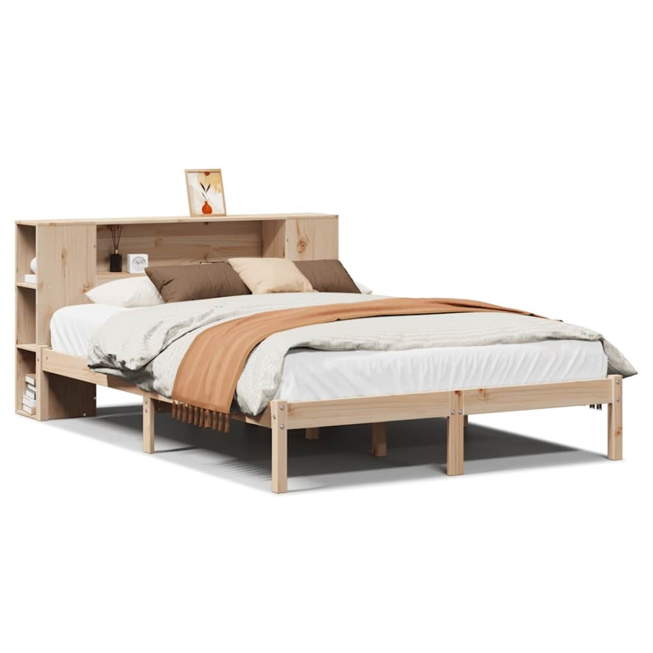 Cama con estantería sin colchón madera maciza de pino