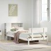 Cama con estantería sin colchón madera maciza blanca 100x200 cm