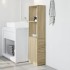 Armario de baño estrecho con ruedas madera roble