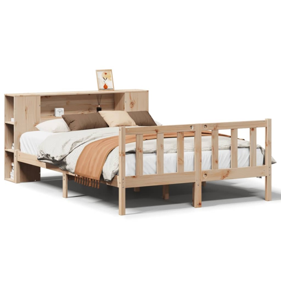Cama con estantería sin colchón madera maciza de pino