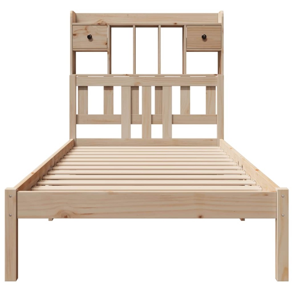 Cama con estantería sin colchón madera maciza de pino 75x190
