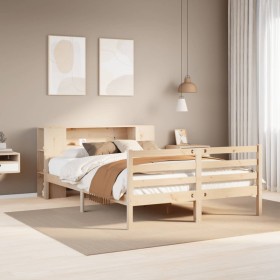 Cama con estantería sin colchón madera maciza de pino