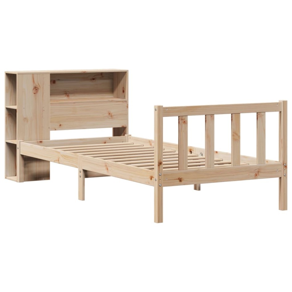 Cama con estantería sin colchón madera maciza de pino 90x200