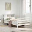 Cama con estantería sin colchón madera maciza blanca 100x200 cm