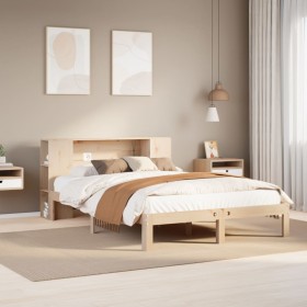 Cama con estantería sin colchón madera maciza de pino