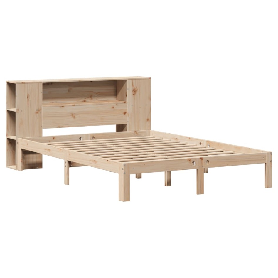 Cama con estantería sin colchón madera maciza de pino