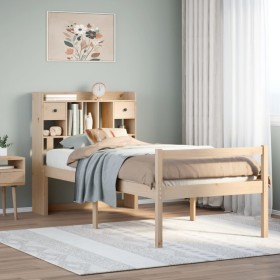 Cama con estantería sin colchón madera maciza de pino 90x200