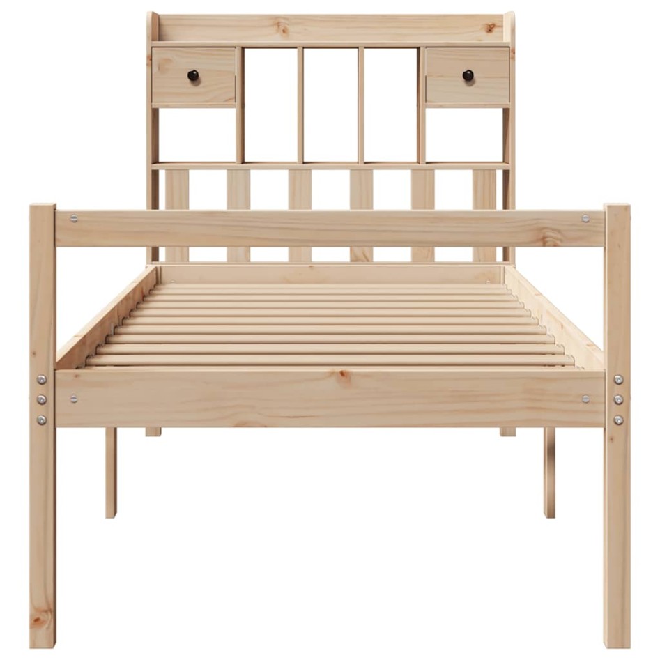 Cama con estantería sin colchón madera maciza de pino 90x200