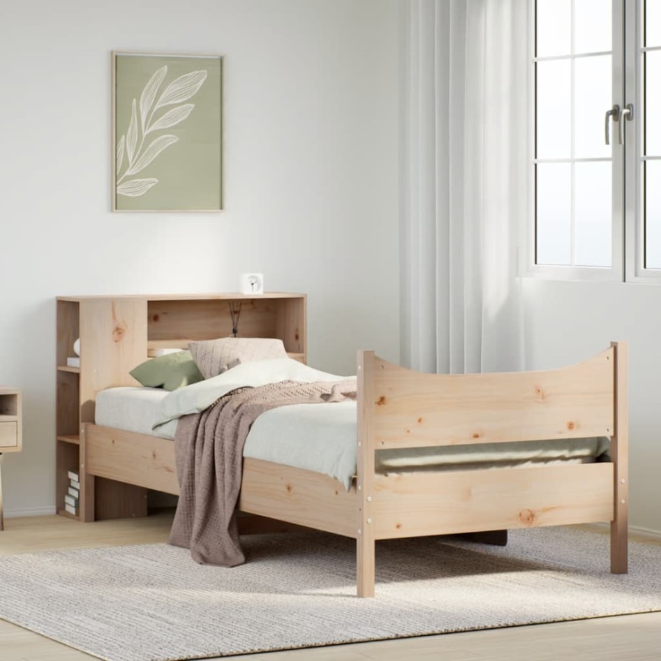 Estructura de cama sin colchón madera maciza pino 75x190