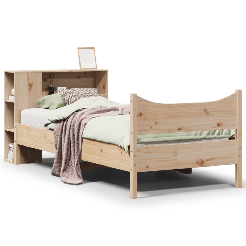 Estructura de cama sin colchón madera maciza pino 75x190