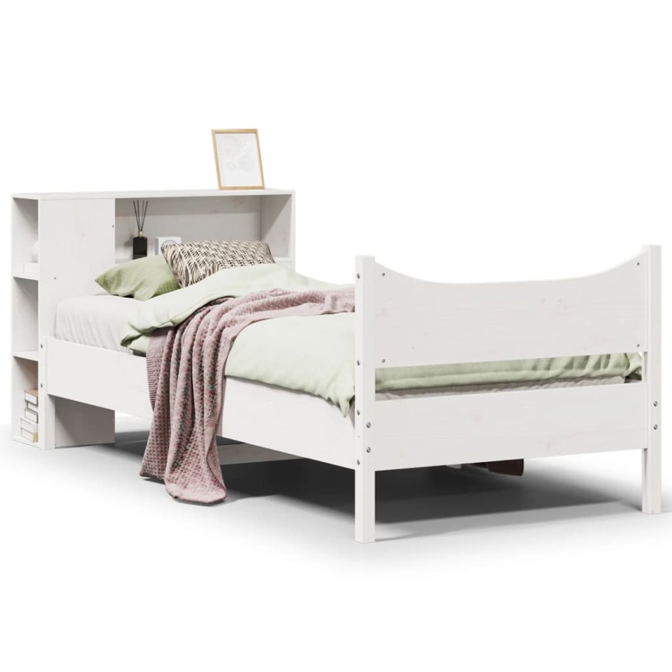 Estructura de cama sin colchón madera maciza blanca 90x190