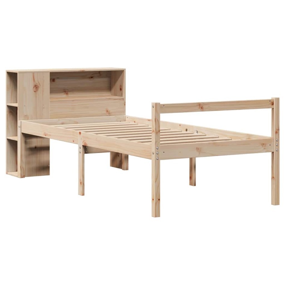 Cama con estantería sin colchón madera maciza de pino 90x200