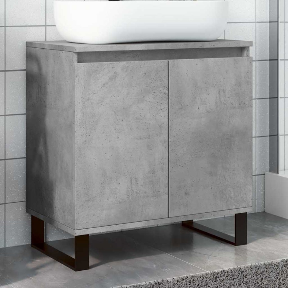 Armario de baño madera de ingeniería gris hormigón 58x33x60