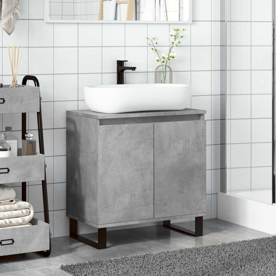 Armario de baño madera de ingeniería gris hormigón 58x33x60