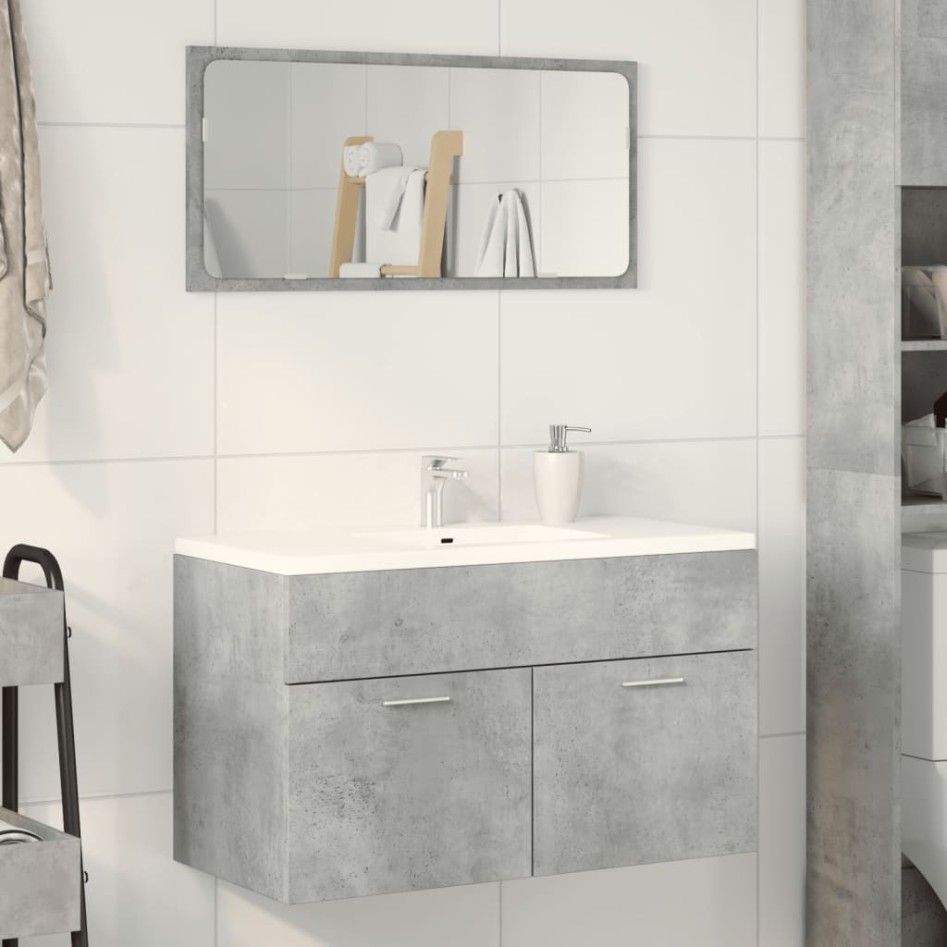 Mueble de lavabo madera ingeniería gris hormigón 90x38,5x46