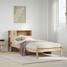 Cama con estantería sin colchón madera maciza de pino 75x190