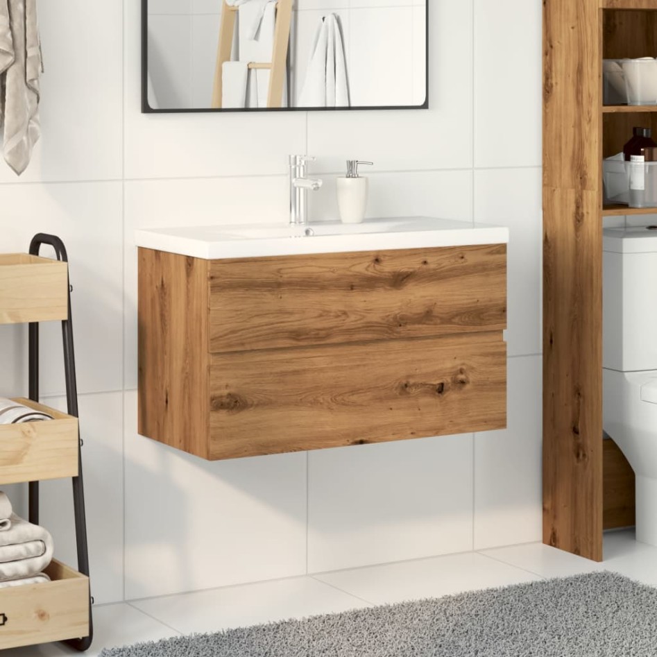 Mueble con lavabo integrado roble