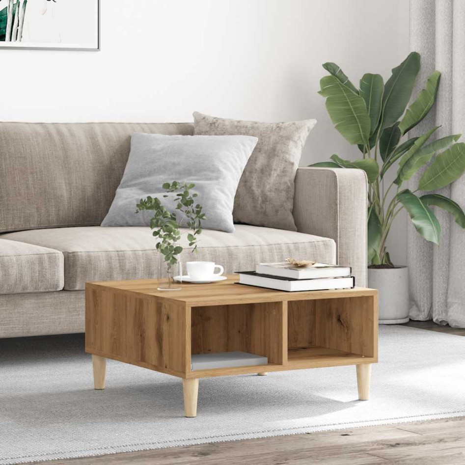 Mesa de centro madera de ingeniería roble artisan 60x60x30